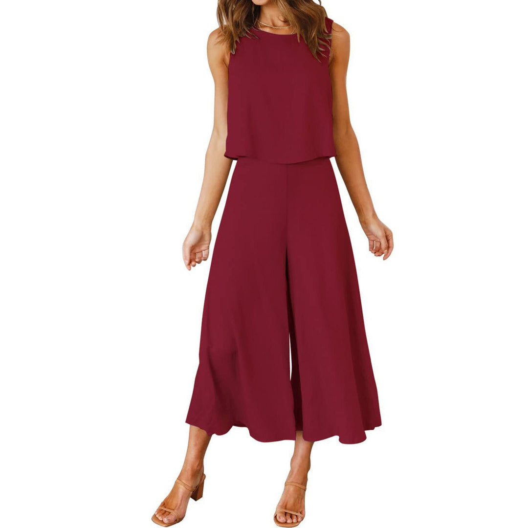 Women Airy Jumpsuit with Flowing Leg and Sleeveless Design Mune Fashion