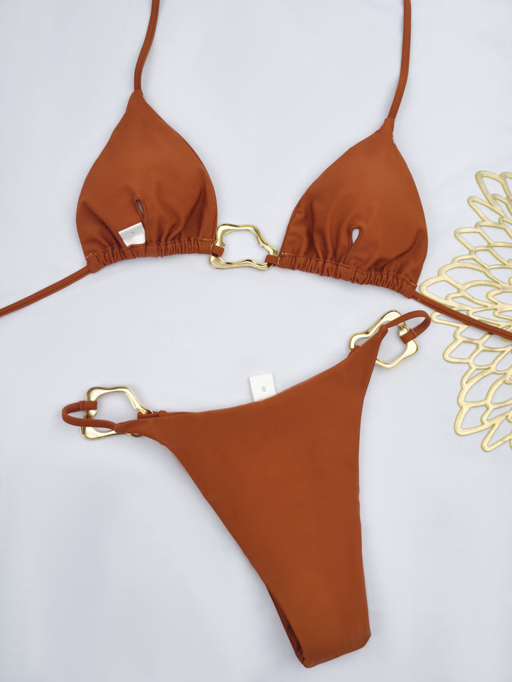 Women's triangle bikini with stylish gold accents Mune Fashion