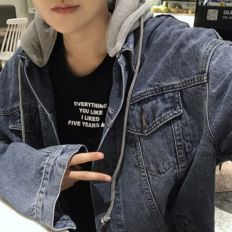 Men's Casual Denim Jacket with Hood Mune Fashion