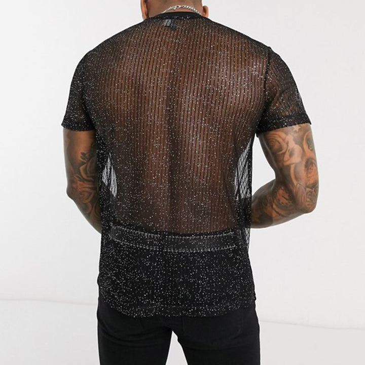 Men's High-Quality Mesh T-Shirt with Glittering Effect Mune Fashion