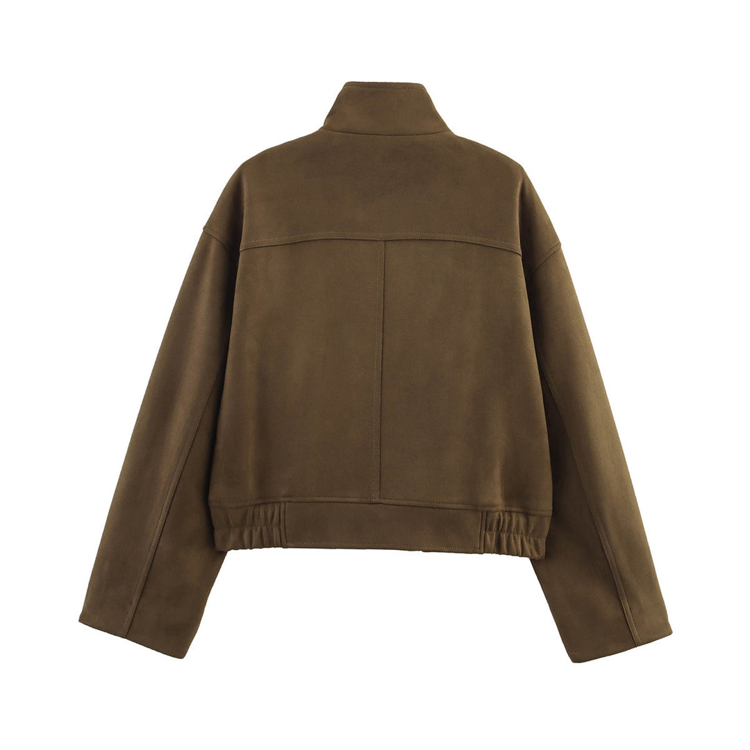 Women's short blouson with stand-up collar, patch flap pockets and elastic hem Mune Fashion