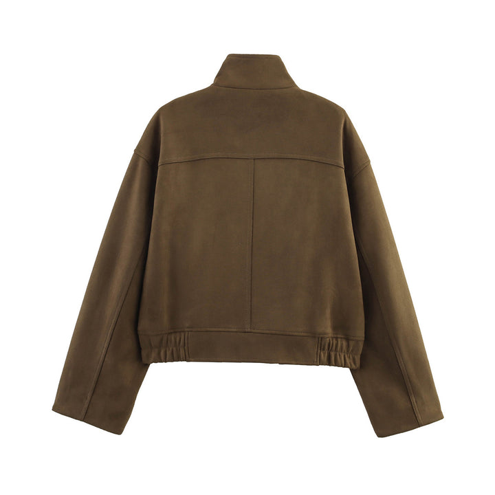Women's short blouson with stand-up collar, patch flap pockets and elastic hem Mune Fashion