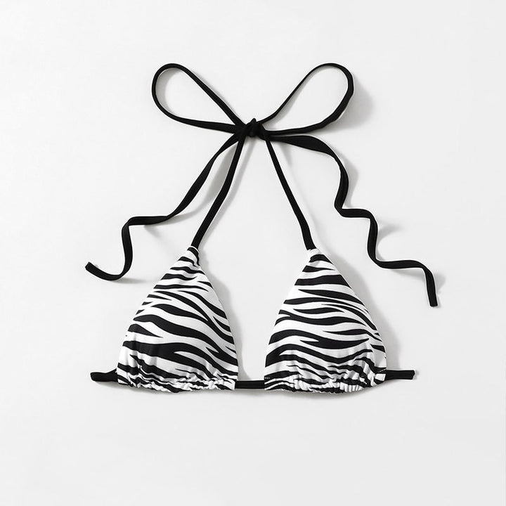 Women's triangle bikini with fashionable zebra pattern and tie detail Mune Fashion