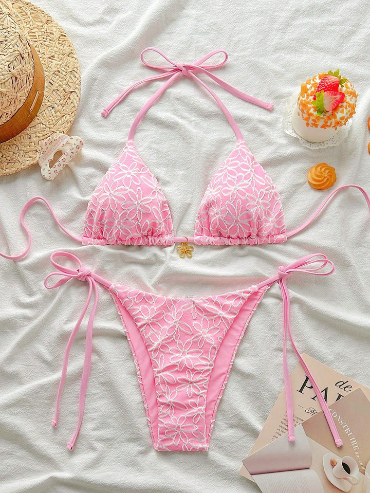 Women Bikini Top and Lace Bikini Bottom Mune Fashion
