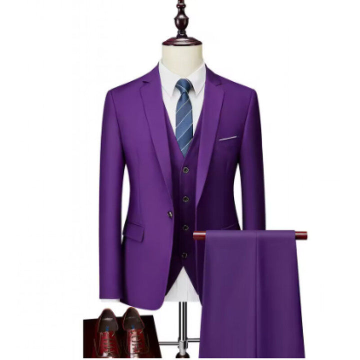 Men's tailored lightweight summer three-piece suit made of microfiber with slim lapels Mune Fashion
