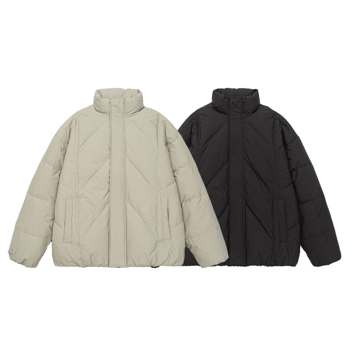 Unisex Oversized quilted winter jacket with high stand-up collar and concealed zipper Mune Fashion