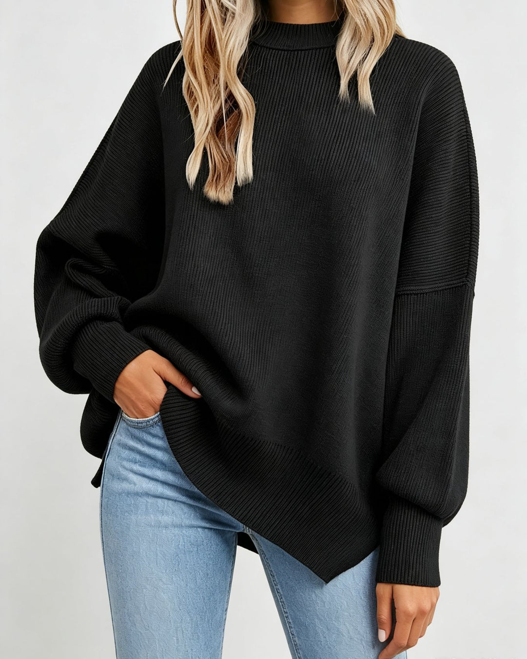 Women's Kastiger Fine Knit Sweater with Asymmetric Shark Hem Mune Fashion