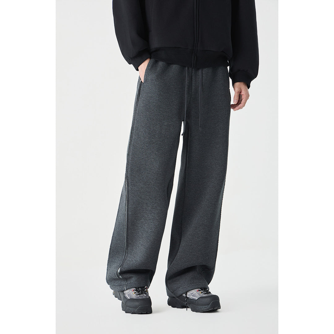 Women Relaxed-Fit Culotte Sweatpants with High Elastic Waistband and Contrast Piping Mune Fashion