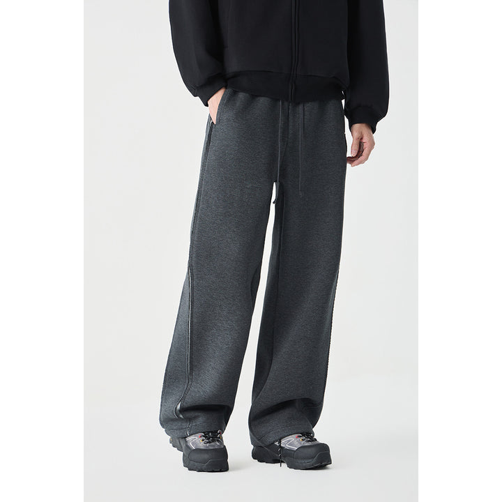 Women Relaxed-Fit Culotte Sweatpants with High Elastic Waistband and Contrast Piping Mune Fashion