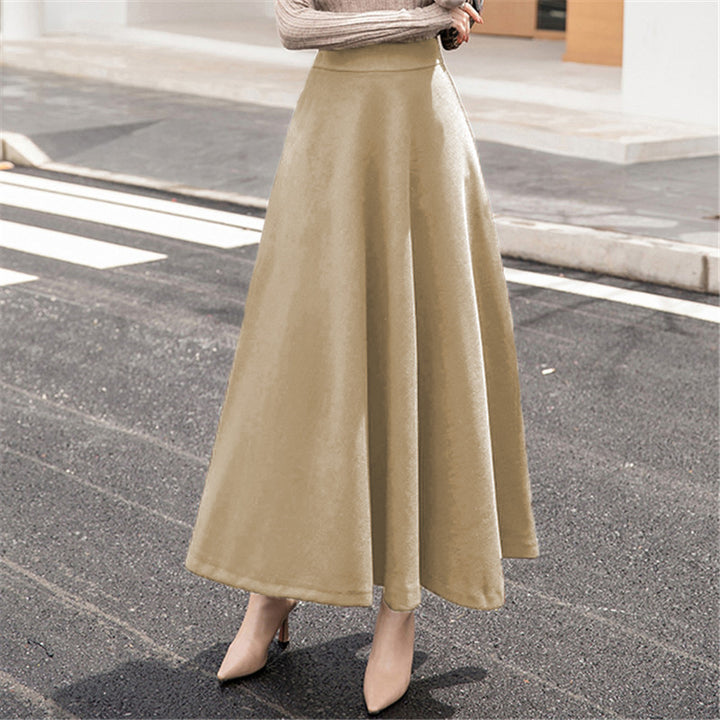 Women's barely swinging wool blend maxi skirt with high waistband and seam-fine panels Mune Fashion