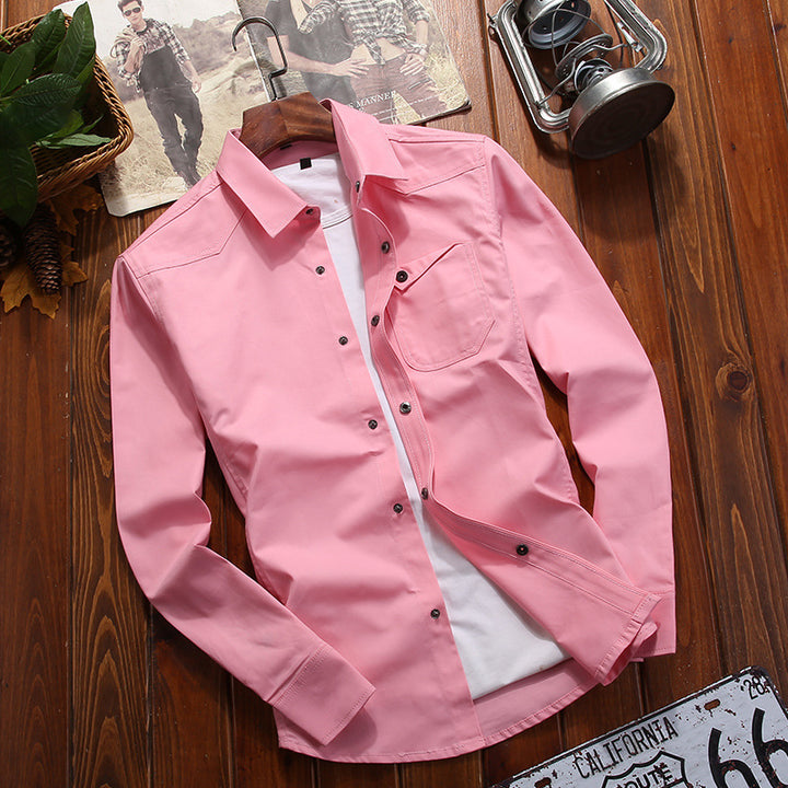 Men's Canvas Overshirt in Worker Look with Chest Flap Pocket and Western Seam Detail Mune Fashion