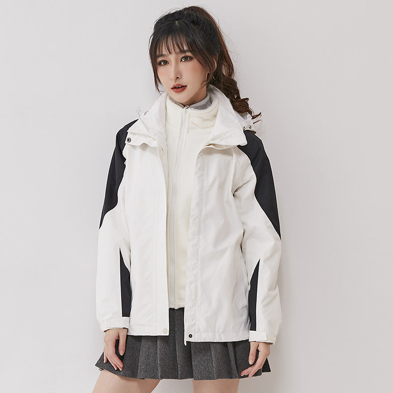 Women double-layer outdoor jacket with removable fleece inner jacket and windproof membrane Mune Fashion