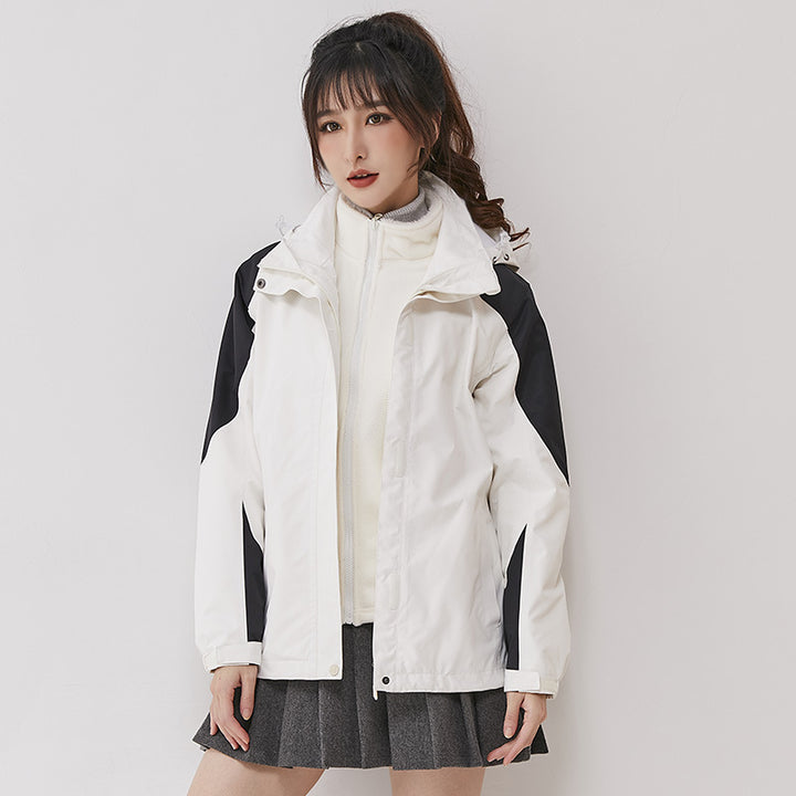 Women double-layer outdoor jacket with removable fleece inner jacket and windproof membrane Mune Fashion