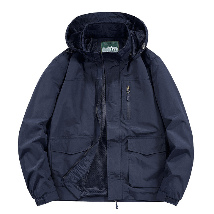 Men's Hooded Outdoor Jacket with Breathable Mesh Lining, Water-Repellent Ripstop Shell & Concealed Front Zipper Mune Fashion