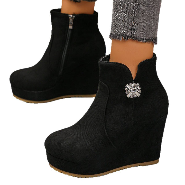 Women's Wedge Ankle Boots with Glamorous Decorations Mune Fashion