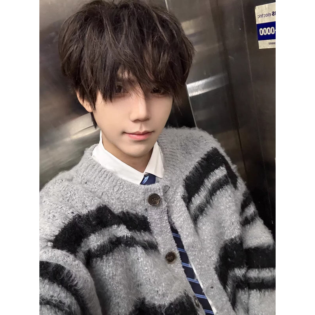 Women Cozy Knit Cardigan with Stripes Mune Fashion