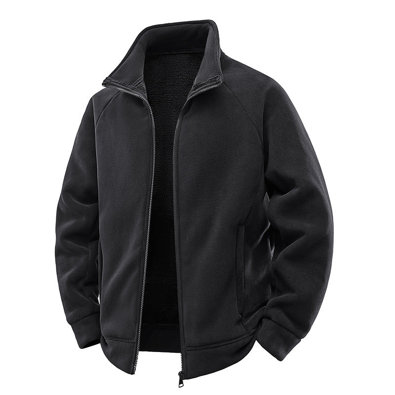 Men's fleece thermal jacket with double-layer teddy inner lining and high stand-up collar Mune Fashion