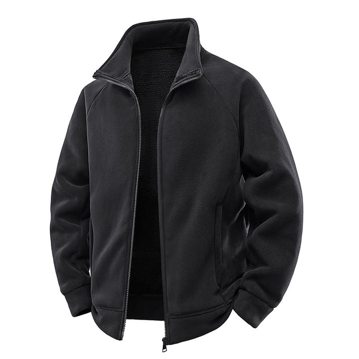 Men's fleece thermal jacket with double-layer teddy inner lining and high stand-up collar Mune Fashion
