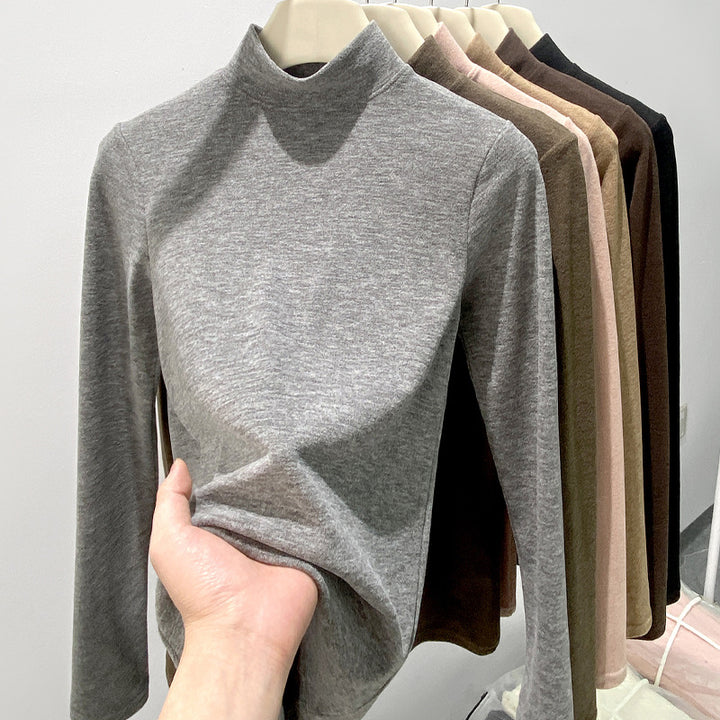 Women's Elegant and Comfortable Long Sleeve Shirt with Stand-up Collar Mune Fashion