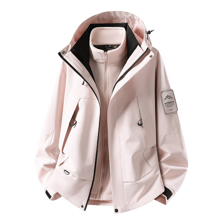 Unisex waterproof two-layer softshell rain jacket with removable fleece lining and hood Mune Fashion