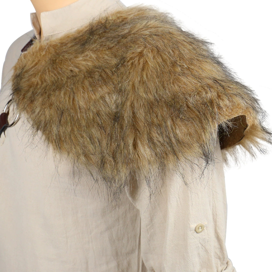Men's decorative leather chest harness with removable faux fur shoulder pads Mune Fashion