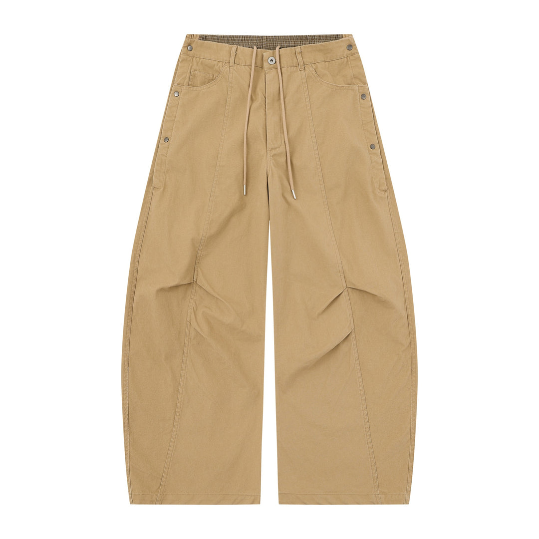 Women's Wide Culotte Trousers with Elastic Drawstring Waistband and Cargo Details Mune Fashion