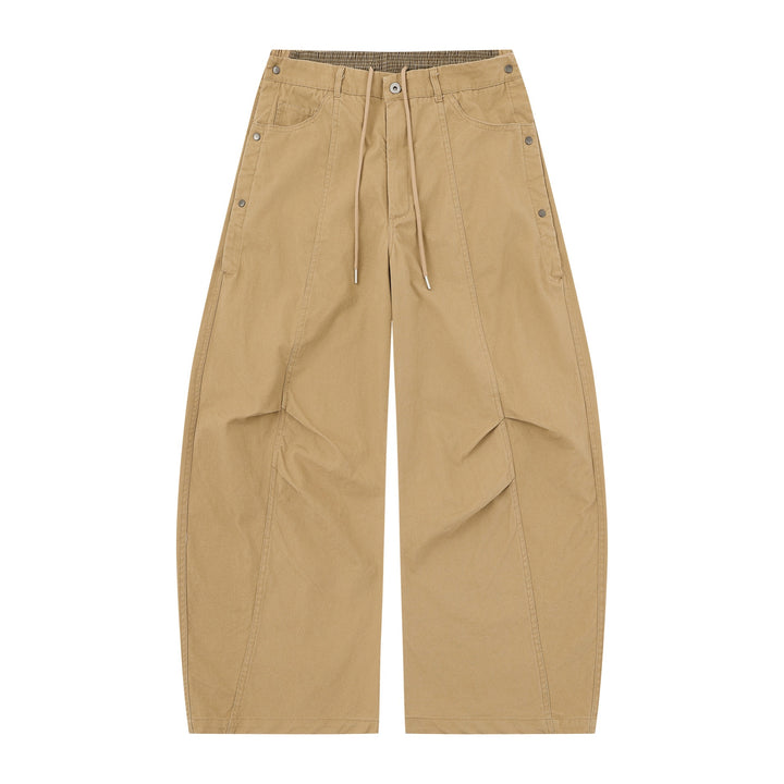 Women's Wide Culotte Trousers with Elastic Drawstring Waistband and Cargo Details Mune Fashion