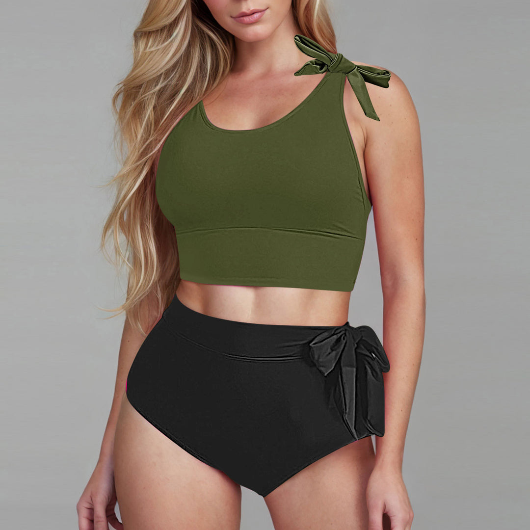Women's High-Waisted Bikini Set with Playful Bows Mune Fashion