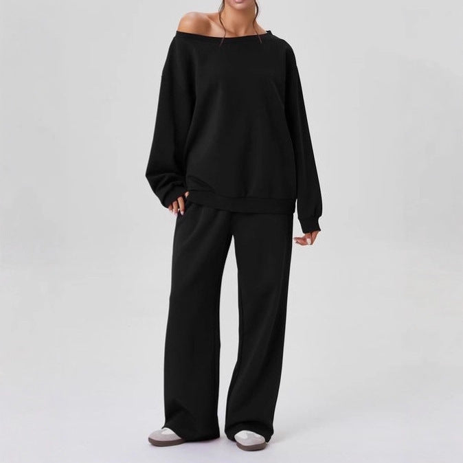 Women's nan legeres Lounge Set with one-sided shoulder detail and wide jogging pants Mune Fashion