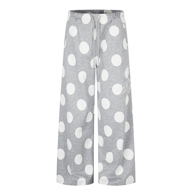 Women's Wide Palazzo Lounge Pants with Comfort Waistband and Dot Pattern Mune Fashion