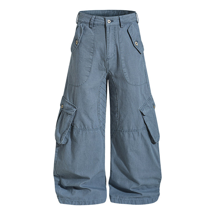 Women wide high-cut cargo culotte pants made of cotton blend with large flap pockets Mune Fashion