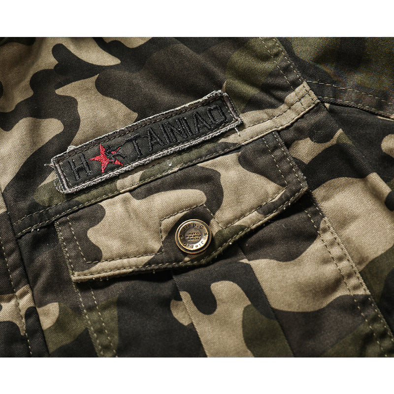 Men's Hooded Camouflage Field Jacket with Teddy Lining, Multiple Pockets and Ribbed Cuffs Mune Fashion