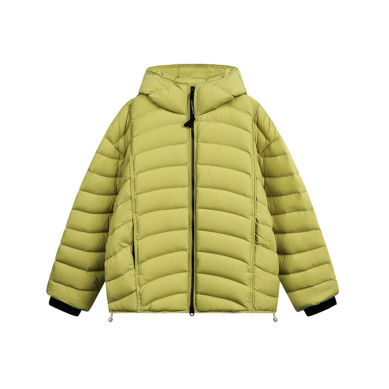 Women's Lightweight Padded Down Jacket with Hood and Adjustable Hem Mune Fashion