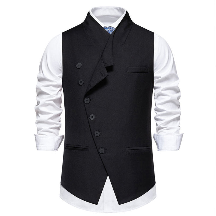 Men's Elegant Suit Vest with Asymmetric Collar and Modern Accents Mune