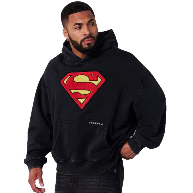 Men's oversized hooded sweatshirt with distinctive Comic-S logo kangaroo pocket and washed look Mune Fashion