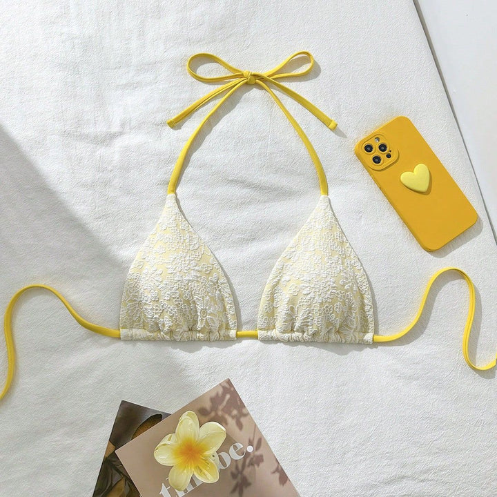 Women Flower-Decorated Triangle Bikini Mune Fashion