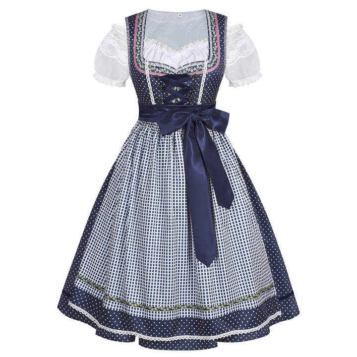 Women's traditional Trachten Dirndl with laced corsage, lace sleeves and flared circle skirt Mune Fashion