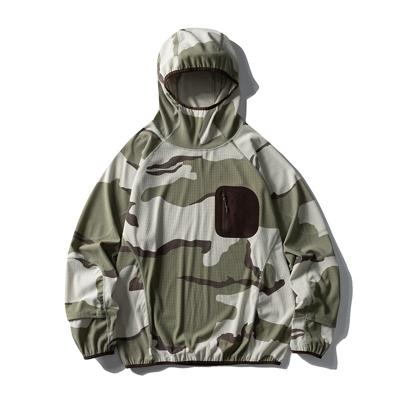 Unisex Lightweight Technical Hooded Pullover Wind Jacket with Chest Zipper Pocket and Elastic Hem Mune Fashion