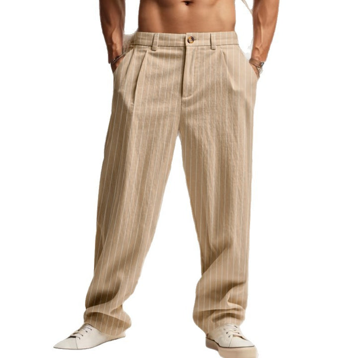 Men's casual-elegant pinstripe pants with crease and wide leg Mune Fashion