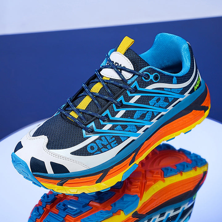Men's technical trail running sneakers with shock-absorbing hollow core midsole, reinforced toe cap, and grippy off-road profile sole Mune Fashion
