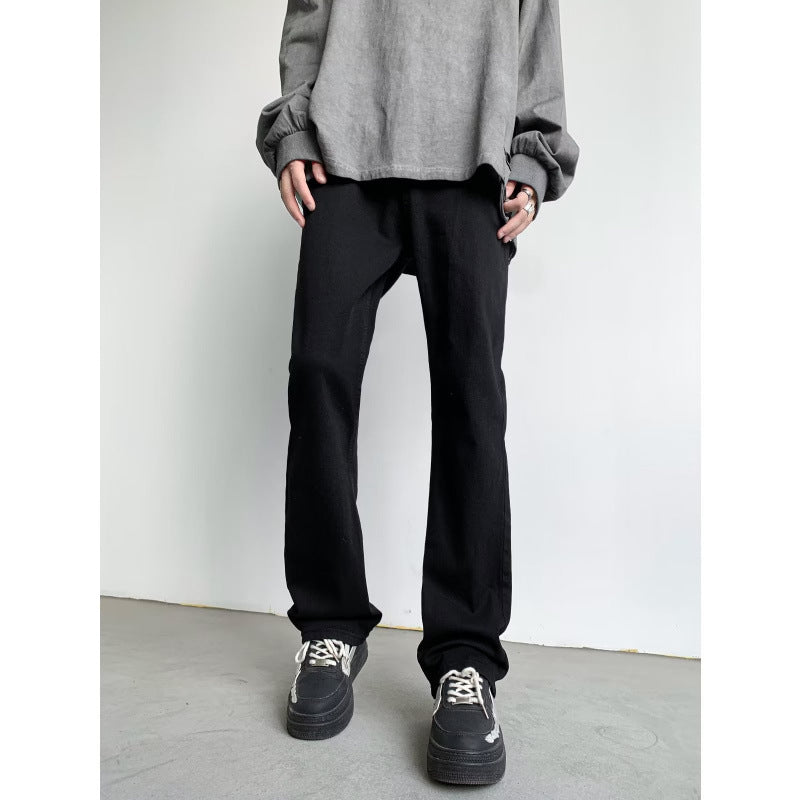 Men's Cotton Blend Pants with Straight Leg, Loose Fit, and Low Rise Mune Fashion