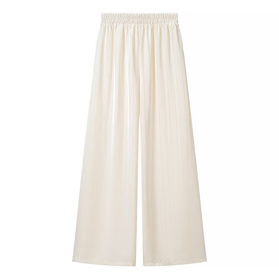 Women's Oversize Shirt Dress with Continuous Button Placket and Wide Pleated Trousers in Lounge Set Mune Fashion