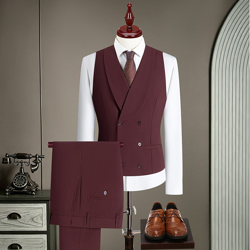 Men's double-breasted tailored vest with flat front suit pants Mune Fashion