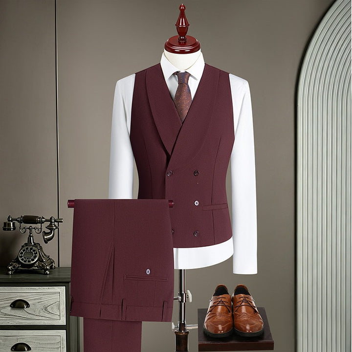 Men's double-breasted tailored vest with flat front suit pants Mune Fashion