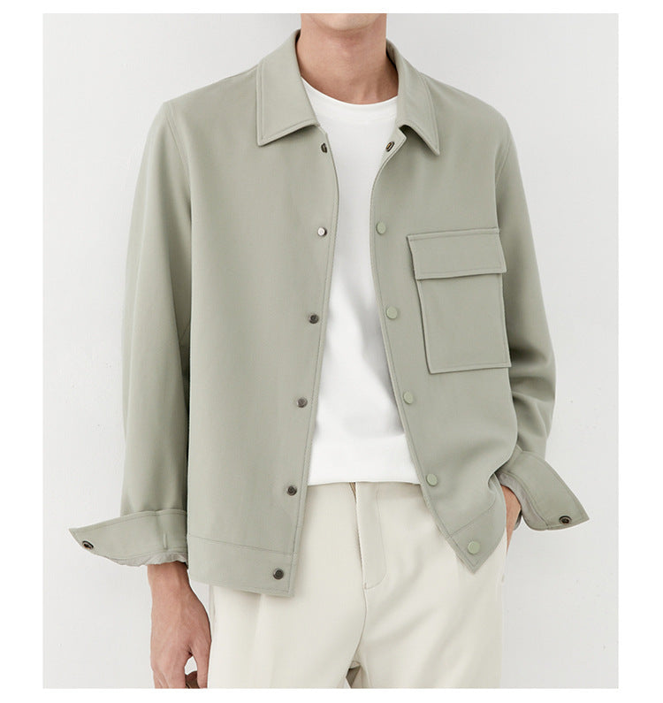 Men's Oversized Utility Jacket with Patch Chest Pocket and Snap Placket Mune Fashion