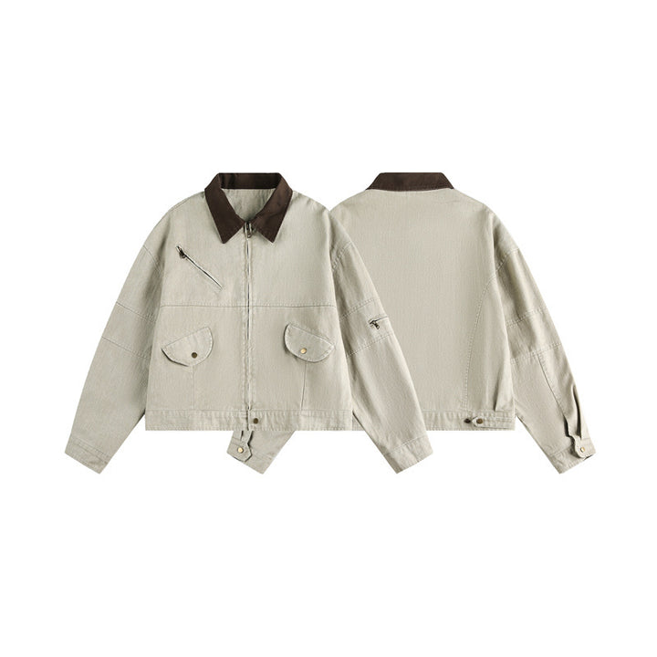 Unisex Boxy-Canvas-Jacket with contrast collar and multifunctional flap pockets Mune Fashion