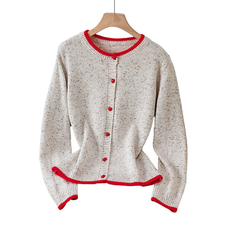 Women Playful Knit Cardigan with Heart Buttons Mune Fashion