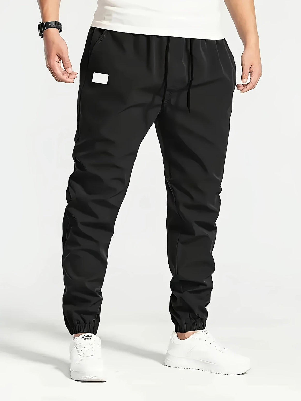Men's Technical Jogging Pants in Tapered Utility Style with Elastic Waistband & Ankle Cuffs Mune Fashion