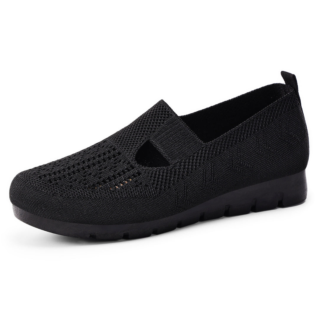 Women's breathable knitted Mary-Jane slipper with elastic strap and non-slip wedge sole Mune Fashion