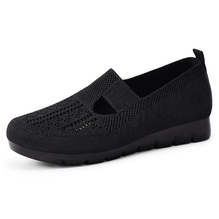 Women's breathable knitted Mary-Jane slipper with elastic strap and non-slip wedge sole Mune Fashion